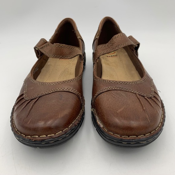 Earth Spirit Brown Leather Mary Jane Flats Shoes Women 9 Academia Boho School - Picture 10 of 14